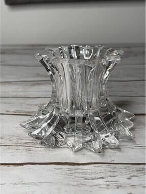Vintage Partylite Germany Lead Crystal Aurora Spike Pillar Candleholder